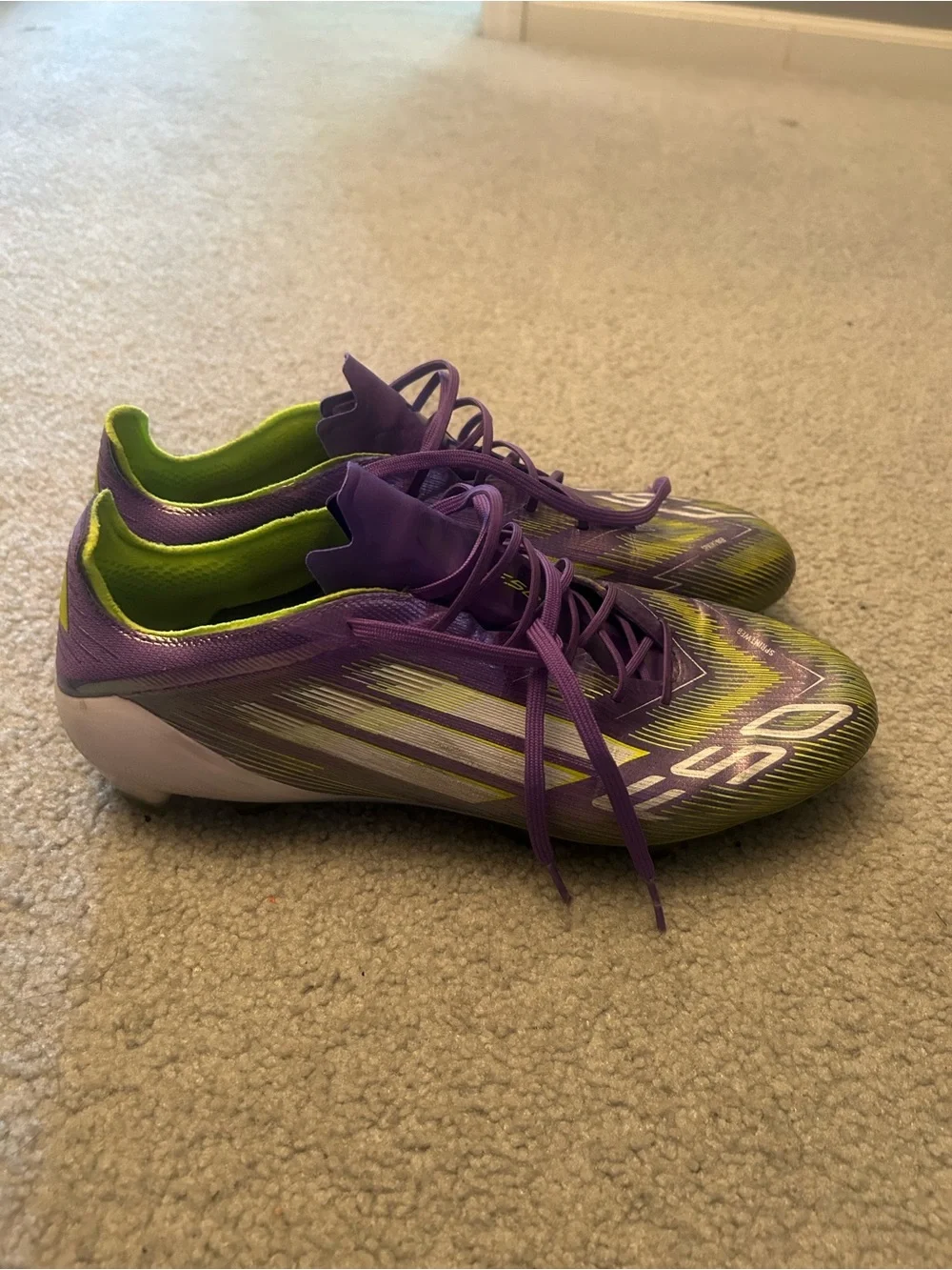Adidas f50 purple and green size 10.5